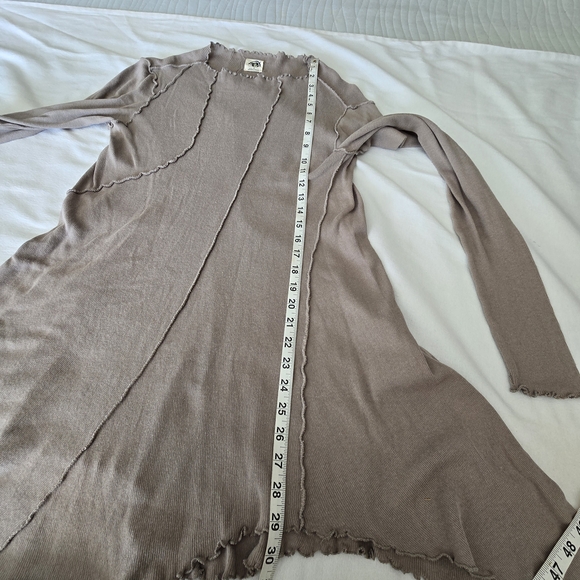 Free People We The Free Raw Lettuce Hem Tunic Dress Taupe – Size Medium - Picture 8 of 13